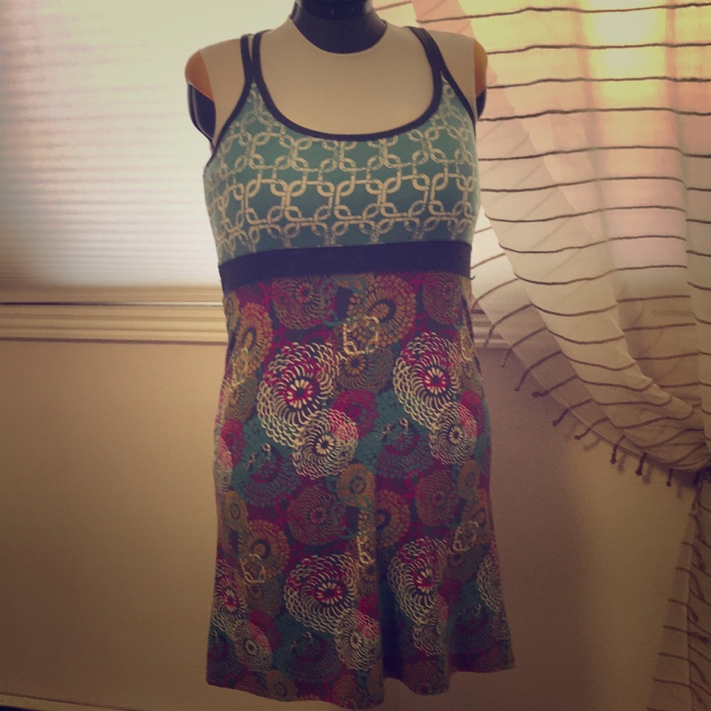 Short, colorful built in shelf bra, dress